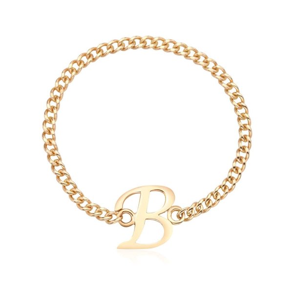 [비앤비골드] 18K 알파벳 B이니셜 레이어드 체인실반지 MPR38115