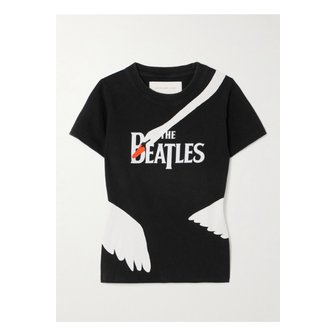 CONNER IVES 코너 아이브스 스완 아플리케 프린트 코튼 저지 티셔츠 블랙 1647597336275128