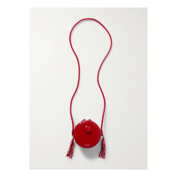 호우나 태슬 가죽 숄더 백 레드 46376663162936996