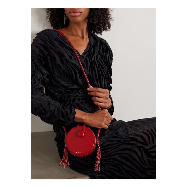 호우나 태슬 가죽 숄더 백 레드 46376663162936996