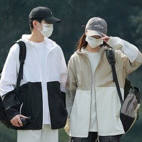 [당일 출고] 에어로 컬러블럭 경량 바람막이 자켓 4color 남녀공용 봄 여름 가을 경량