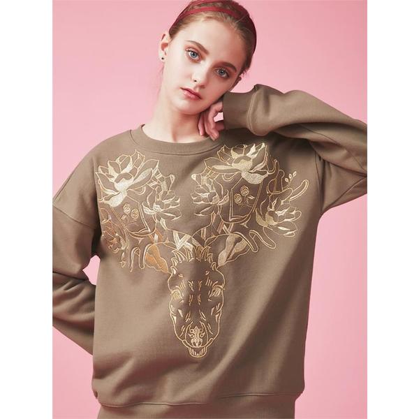 [아브라함케이한글] [아브라함케이한글]flower deer Sweat shirt(1)