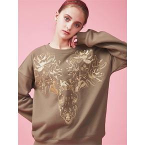 [아브라함케이한글]flower deer Sweat shirt (S1879793)