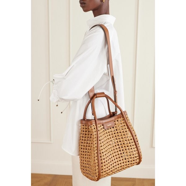가죽 트리밍 라피아 토트백 46376663163002877