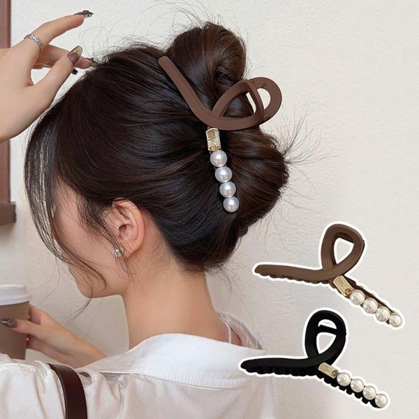 [옷자락] 여자 여름 데일리 하프 진주알 빅사이즈 매트 집게핀