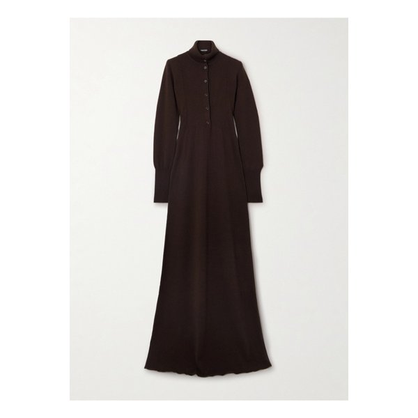 터틀넥 캐시미어 맥시 드레스 다크 브라운 46376663162862618
