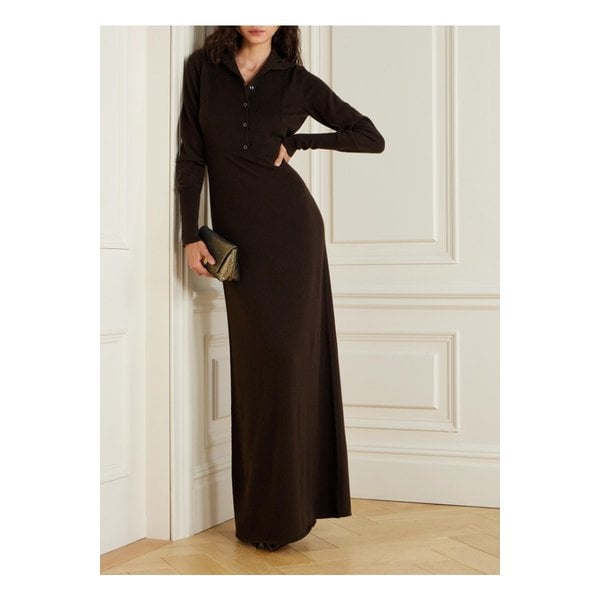 터틀넥 캐시미어 맥시 드레스 다크 브라운 46376663162862618