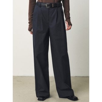 아티드 딥 턱 와이드 코튼 팬츠_NAVY