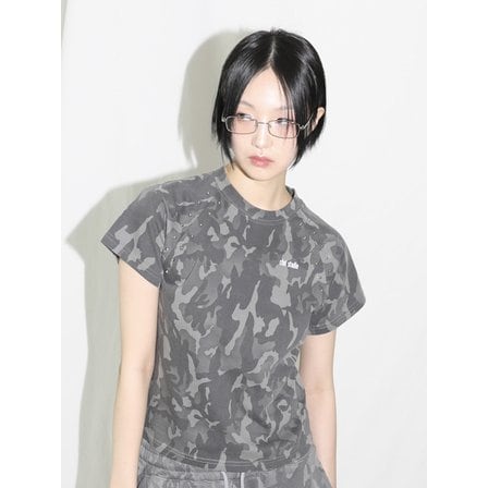 클럿스튜디오 [리퍼브] Camo Stud Half T-shirt - GREY