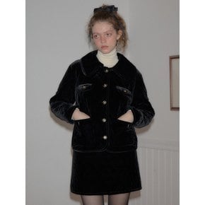 Wide Collar Velvet Quilting Jacket