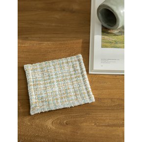 square tea coaster - tweed white