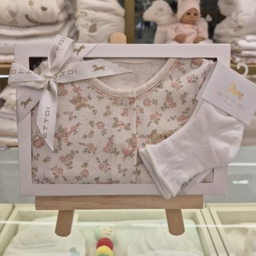 에뜨와 25년 F/W 신상품 (출산,신생아,백일선물세트) 릴키슬림우주복 양말세트