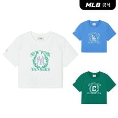 [코리아공식] [MLB] 여성 바시티 스포츠 세미 크롭 반팔티셔츠 (3COLOR)