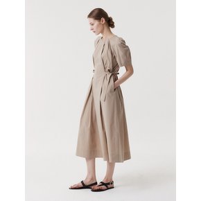 TIE TUCK DRESS (BEIGE)