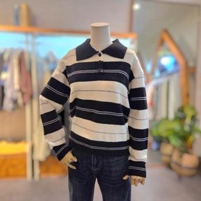 LC41FXKN033H 멀티 스트라이프 풀오버 카라니트