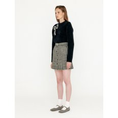 VETHY Buttoned Mini Skirt - Black/Ivory Check