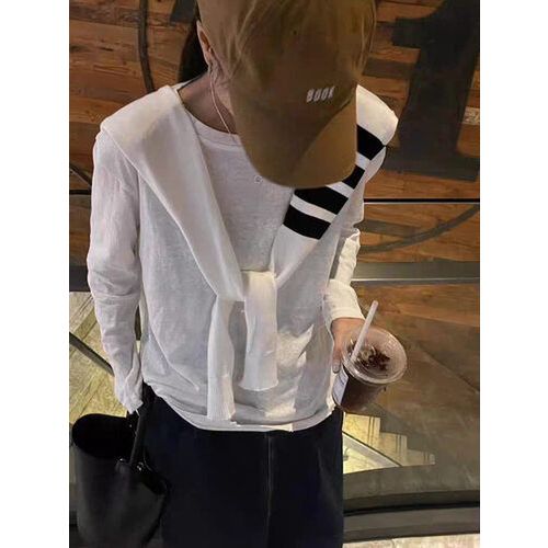 웬디 / 스트라이프 니트 레이어드숄 가디건 NT12562