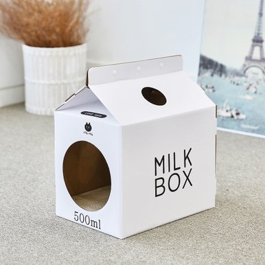 한발뚝딱 고양이 스크래쳐 하우스 MILK BOX 화이트