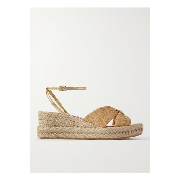 아엘라 60 라피아 자카드 가죽 웨지 샌들 1647597349914177