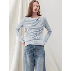 SHIRRING DRAPE LONG SLEEVE TOP CLOUD