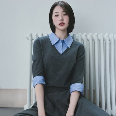 케네스레이디 셔츠 레이어드 반팔 니트(장다아 착용) EKPOPC0400