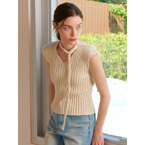 RIBBON CAP SLEEVE KNIT IVORY