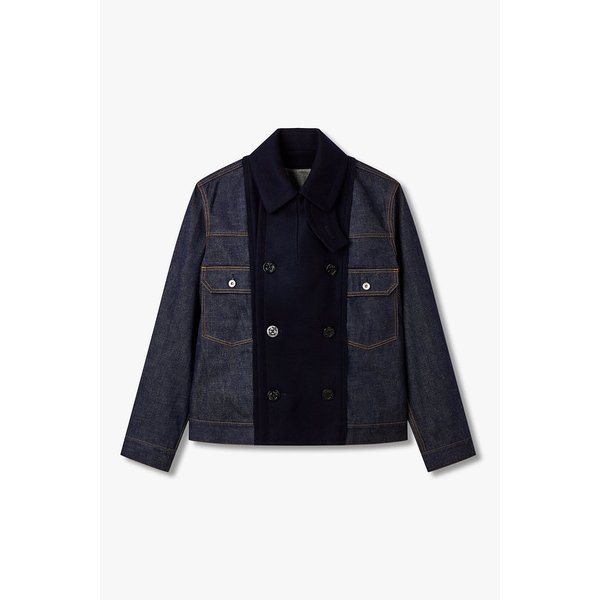 남성 울 멜턴 믹스 데님 자켓 (네이비) 6425301503000