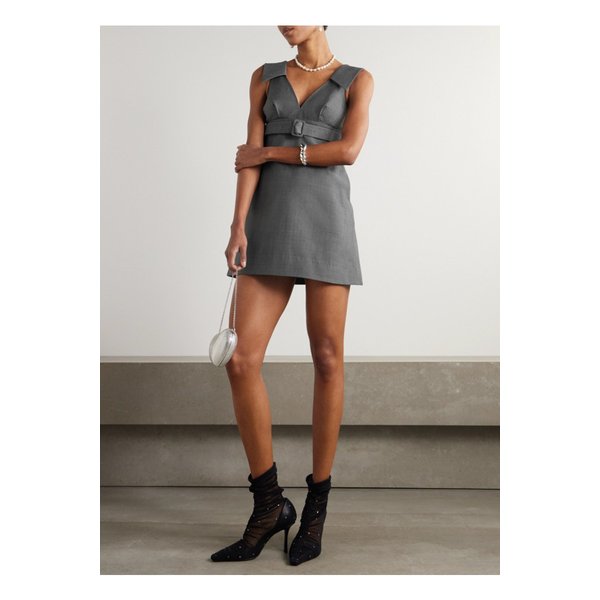 벨트 우븐 미니 드레스 그레이 1647597359344428