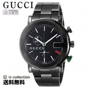 [1 3 GUCCI G YA101331 일은 포인트 배] 구찌 크로노 쿼츠 남성 블랙 시계 시계 고급 시계