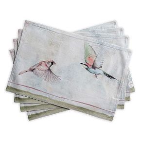 독일 테이블보 식탁보 Maison d Hermine Flying Birds 100% Cotton Set of 4 PlaceMats for Dini