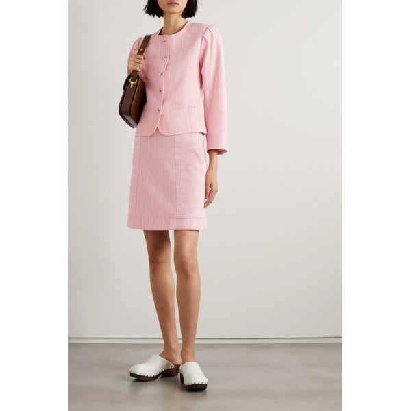 신디소 쿠말로 Deidre Striped Cotton Mini Skirt 핑크 33258524072422069