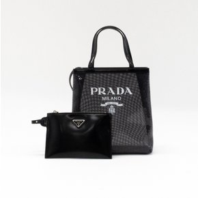 프라다 시퀸 메쉬 여성 토트백 BLACK PRADA 1BG417 2D0A