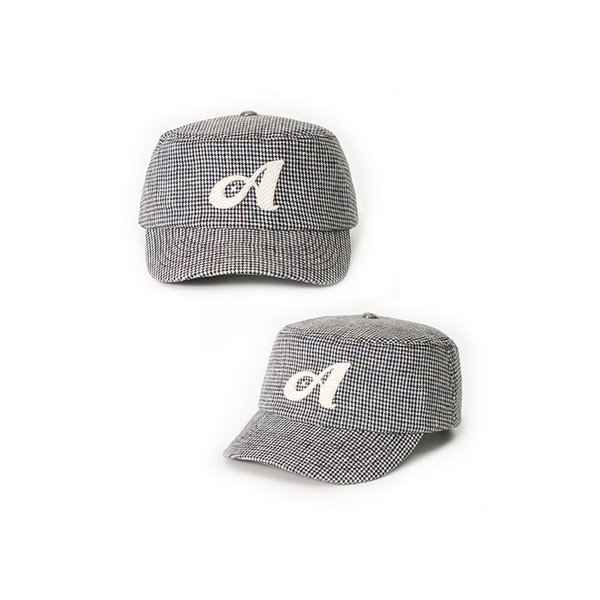 Linen Houndstooth Pillbox Cap