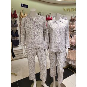 폴리 플라워 프린트 커플 잠옷세트(WP597/MP597)