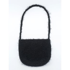 Handmade Crochet Metal Fur Low Bucket Bag _ Black