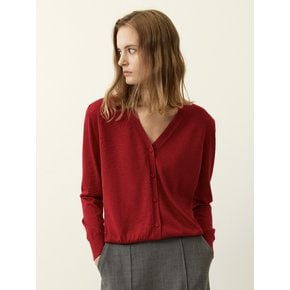 Silk Cashmere Knit Cardigan Red