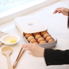 크린리빙 파스텔 에그트레이 슬라이드 계란 보관함 냉장고 계란 정리통