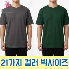 봄날앤 무지 반팔 면 30수 빅사이즈 단체티 반티 모임 체육대회 행사