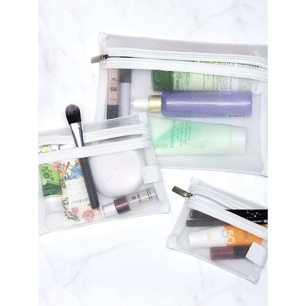 메쉬 다용도 메이크업 파우치 화이트