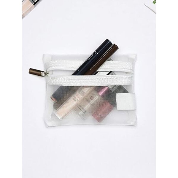 메쉬 다용도 메이크업 파우치 화이트