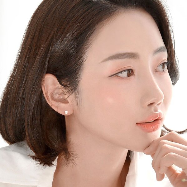 14K 골드필드핀 여성 웨딩 패션 4mm 진주 귀걸이