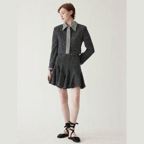 [Set Up] Tweed Cropped Jacket - Black