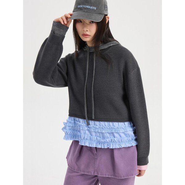 Woven CanCan Knit Pullover (melange grey) LFWAS26110GYM