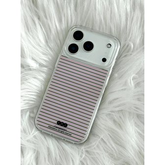 필위드러브 [+맥세이프] 젤리 하드 폰케이스 - Slim Stripe(pink&brown)