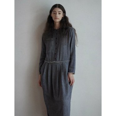 호메로페로 [Linen 70%]Autumn Antique Mandarin collar Linen Dresses -3color