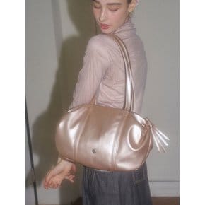 Aurora Shirring Leather Duffle Bag_Rose Gold