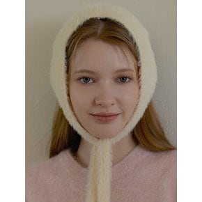 [연말 스페셜 6mm+10mm 진주귀걸이 증정] Angora earmuff balaclava - Ivory