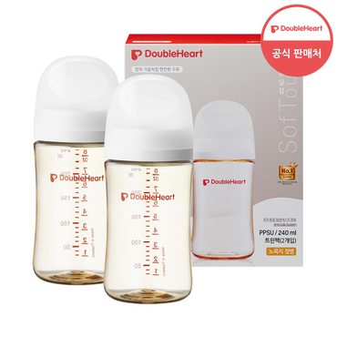 더블하트 모유실감 3세대 PPSU 제뉴인화이트 240ml 트윈팩 (노꼭지)