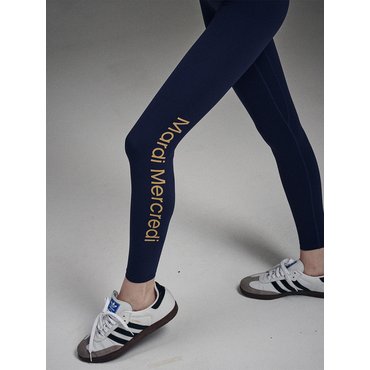 Mardi Mercredi Actif BEURRE ULTIMATE COMFORT full leggings vertical logo_NAVY YELLOWBEIGE