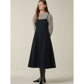 Button up volume layered dress - Navy